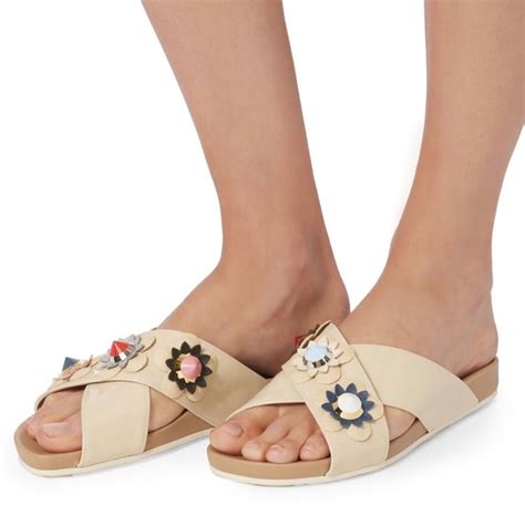 fendi leather criss-cross logo slides|Fendi Flowerland Embellished Patent Leather Crisscross Slides.